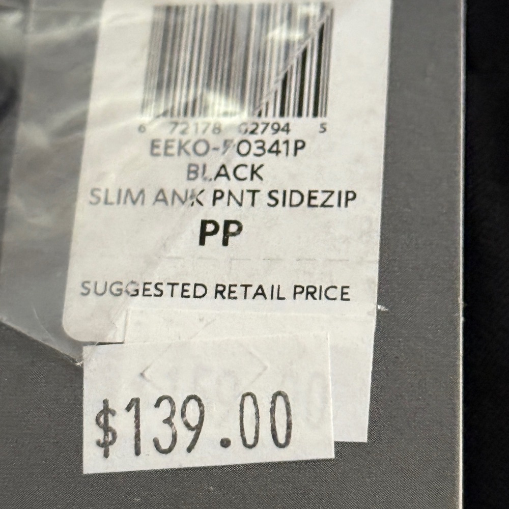 Eileen Fisher Petite PP Black Slim Ankle Pants Side Zip Organic Cotton Stretch - Picture 6 of 9